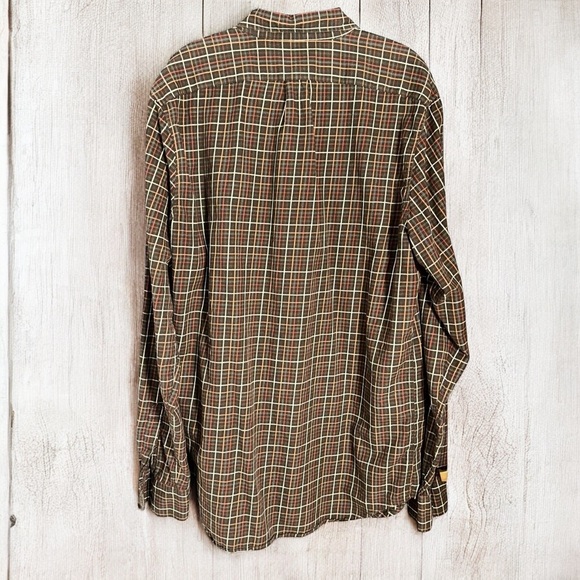 J. Crew Shirt Mens Cotton Brushed Twill Brown Plaid Button Down Shirt Sz L/Tall - Picture 3 of 5